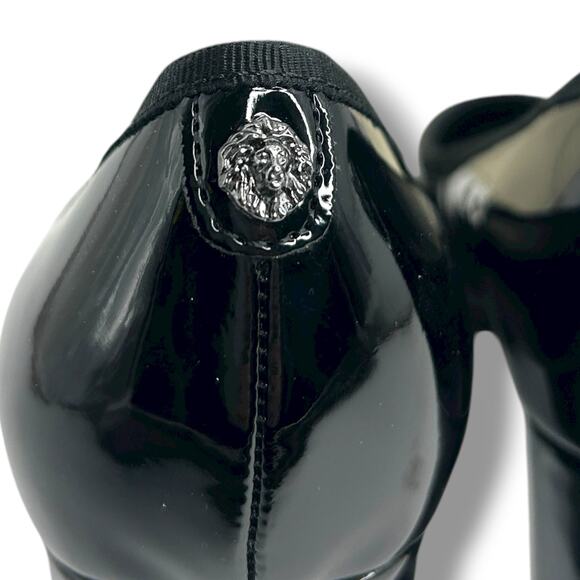 Anne Klein Castana Round Toe Block Heel Pumps Size 8 Black Patent Leather Heels - Picture 8 of 10